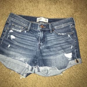 Abercrombie Distressed Medium Wash Low Rise Shorts